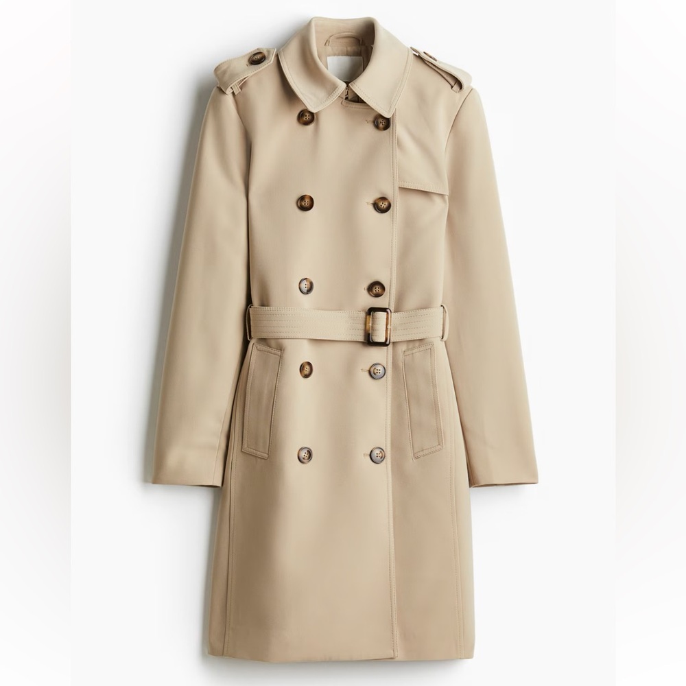 H&M Classic Beige Double-Breasted Trench Coat